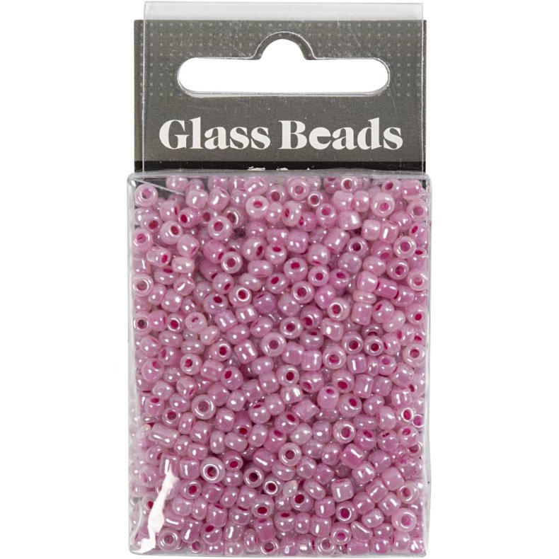 Rocaiperler, diam. 3 mm, str. 8/0, hulstr. 0,6-1,0 mm, pink, 25 g/ 1 pk.