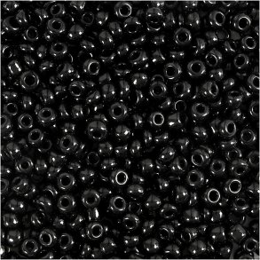 Rocaiperler, diam. 3 mm, str. 8/0, hulstr. 0,6-1,0 mm, sort, 25 g/ 1 pk.