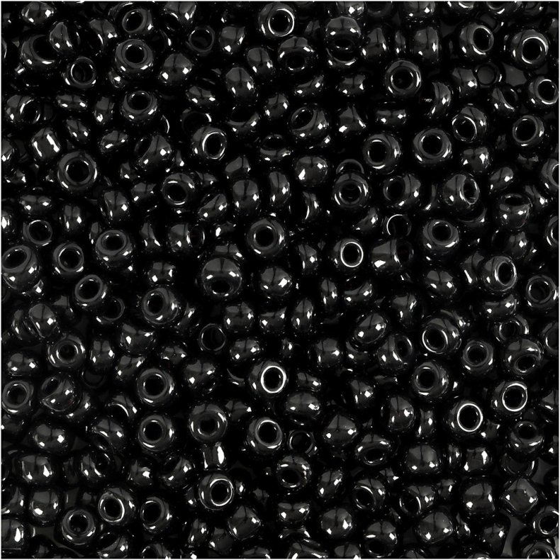 Rocaiperler, diam. 3 mm, str. 8/0 , hulstr. 0,6-1,0 mm, sort, 500g/ 1 pk.