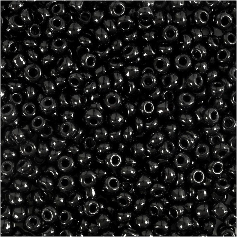 Rocaiperler, diam. 3 mm, str. 8/0, hulstr. 0,6-1,0 mm, sort, 500 g/ 1 pk.