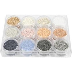 Rocaiperler, diam. 1,7 mm, str. 15/0, hulstr. 0,5-0,8 mm, douche farver, 12x15 g/ 1 pk.