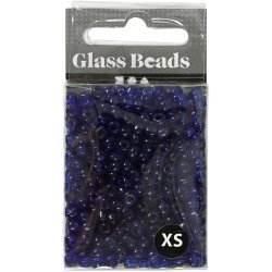 Rocaiperler, diam. 4 mm, str. 6/0, hulstr. 0,9-1,2 mm, kobolt bl&aring;, 25 g/ 1 pk.