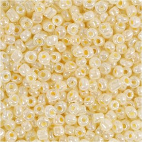 Rocaiperler, diam. 3 mm, str. 8/0, hulstr. 0,6-1,0 mm, elfenben, 25 g/ 1 pk.