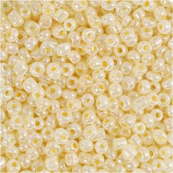 Rocaiperler, diam. 3 mm, str. 8/0, hulstr. 0,6-1,0 mm, elfenben, 25 g/ 1 pk.