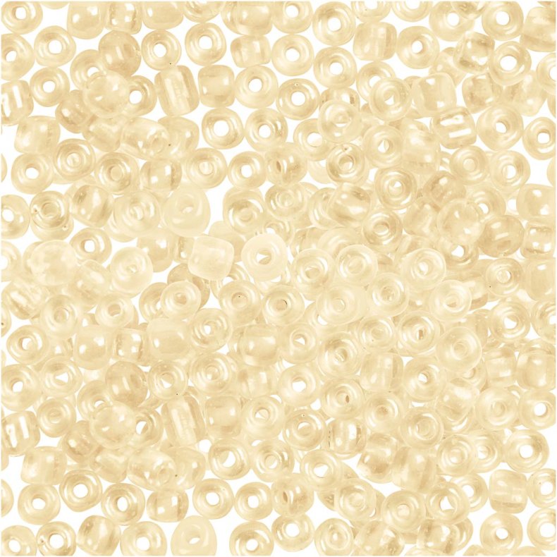 Rocaiperler, diam. 3 mm, str. 8/0, hulstr. 0,6-1,0 mm, elfenben, 500 g/ 1 pk.