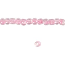 Rocaiperler, diam. 4 mm, str. 6/0, hulstr. 0,9-1,2 mm, rosa kerne, 25 g/ 1 pk.
