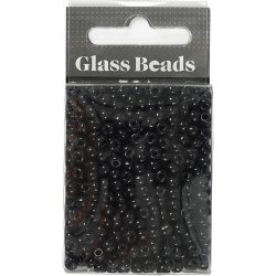 Rocaiperler, diam. 4 mm, str. 6/0, hulstr. 0,9-1,2 mm, sort, 25 g/ 1 pk.