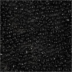 Rocaiperler, diam. 2 mm, str. 12/0, hulstr. 0,8 mm, sort, 25 g/ 1 pk.