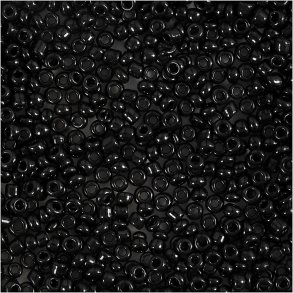 Rocaiperler, diam. 2 mm, str. 12/0, hulstr. 0,8 mm, sort, 25 g/ 1 pk.