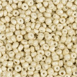 Rocaiperler, diam. 3 mm, str. 8/0, hulstr. 0,6-1,0 mm, off white, 25 g/ 1 pk.