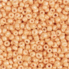 Rocaiperler, diam. 3 mm, str. 8/0, hulstr. 0,6-1,0 mm, peach, 25 g/ 1 pk.