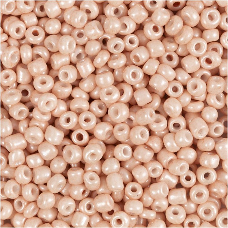 Rocaiperler, diam. 3 mm, str. 8/0 , hulstr. 0,6-1,0 mm, st&oslash;vet rosa, 25g/ 1 pk.