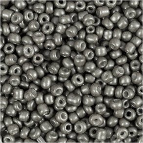 Rocaiperler, diam. 3 mm, str. 8/0, hulstr. 0,6-1,0 mm, grå, 25 g/ 1 pk.