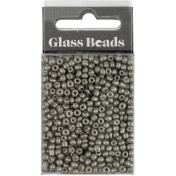 Rocaiperler, diam. 3 mm, str. 8/0, hulstr. 0,6-1,0 mm, gr&aring;, 25 g/ 1 pk.