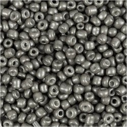 Rocaiperler, diam. 3 mm, str. 8/0, hulstr. 0,6-1,0 mm, gr&aring;, 25 g/ 1 pk.