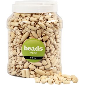 Tr&aelig;perler, str. 5-28 mm, hulstr. 2,5-3 mm, ca. 1462 stk., 850 g, 2 l/ 1 spand