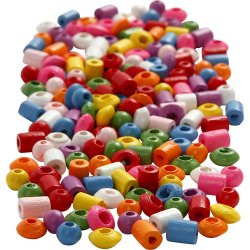 Tr&aelig;perler, diam. 5-8 mm, hulstr. 1.5 mm, ass. farver, 175 g, 400 ml/ 1 spand