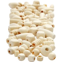 Tr&aelig;perler, r&aring;, diam. 5-28 mm, hulstr. 2,5-3 mm, 850 g, 2 l/ 1 spand