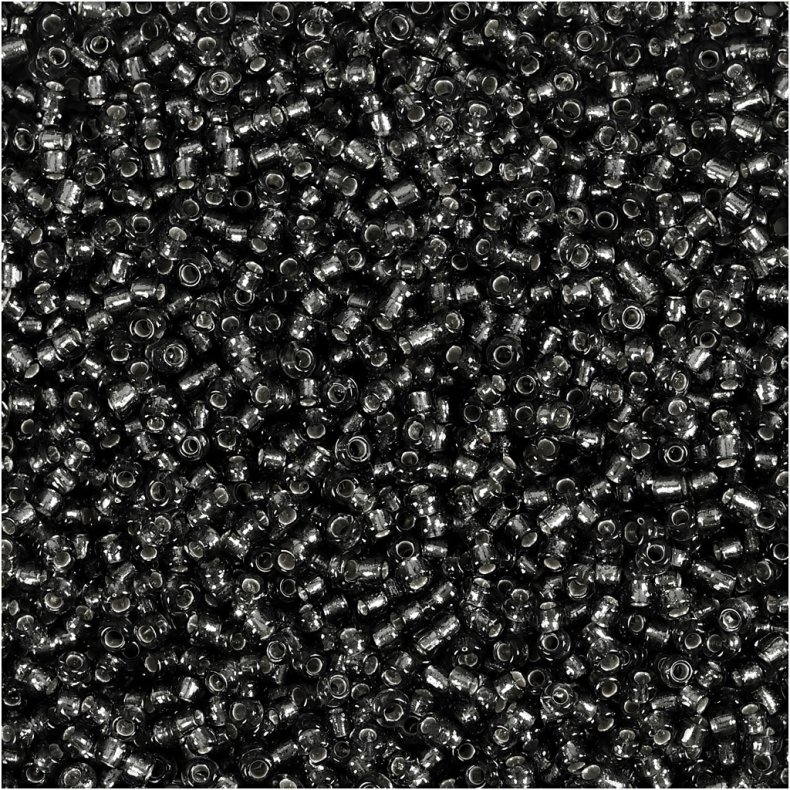 Rocaiperler, diam. 1,7 mm, str. 15/0, hulstr. 0,5-0,8 mm, gr&aring;gr&oslash;n, 500 g/ 1 ps.
