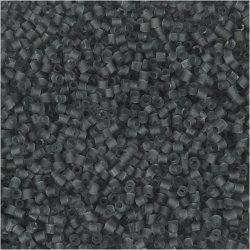 Rocaiperler 2-cut, diam. 1,7 mm, str. 15/0, hulstr. 0,5 mm, transparent gr&aring;, 25 g/ 1 pk.