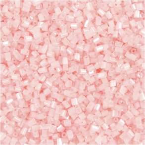 Rocaiperler 2-cut, diam. 1,7 mm, str. 15/0, hulstr. 0,5 mm, transparent rosa, 25 g/ 1 pk.