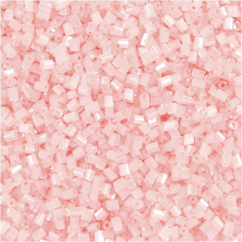 Rocaiperler 2-cut, diam. 1,7 mm, str. 15/0, hulstr. 0,5 mm, transparent rosa, 25 g/ 1 pk.
