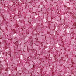 Rocaiperler 2-cut, diam. 1,7 mm, str. 15/0, hulstr. 0,5 mm, rosa, 25 g/ 1 pk.