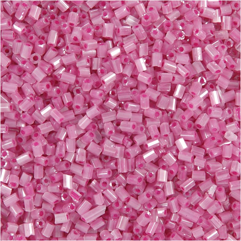 Rocaiperler 2-cut, diam. 1,7 mm, str. 15/0 , hulstr. 0,5 mm, rosa, 25g/ 1 pk.