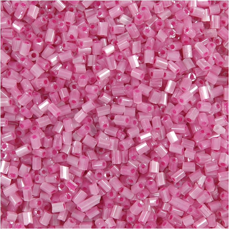 Rocaiperler 2-cut, diam. 1,7 mm, str. 15/0, hulstr. 0,5 mm, rosa, 25 g/ 1 pk.