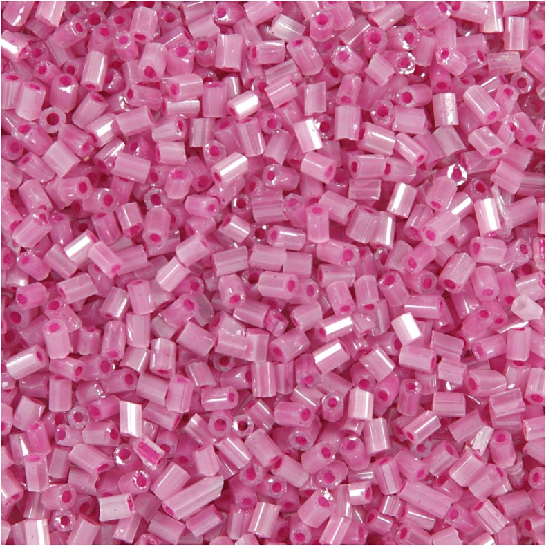 Rocaiperler 2-cut, diam. 1,7 mm, str. 15/0 , hulstr. 0,5 mm, rosa, 500g/ 1 ps.