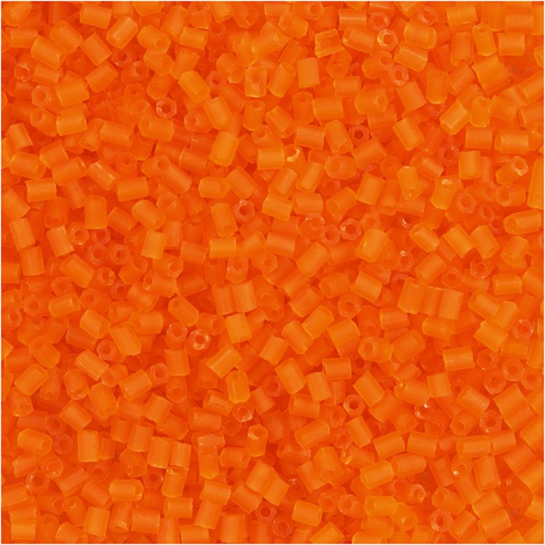 Rocaiperler 2-cut, diam. 1,7 mm, str. 15/0 , hulstr. 0,5 mm, transparent orange, 25g/ 1 pk.