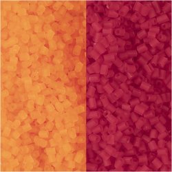 Rocaiperler 2-cut, diam. 1,7 mm, str. 15/0, hulstr. 0,5 mm, transparent orange, transparent r&oslash;d, 2x7 g/ 1 pk.
