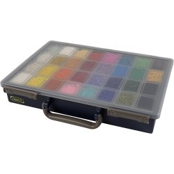 Rocaiperler, diam. 1,7+3+4 mm, str. 6/0+8/0+12/0, hulstr. 0,5-1,2 mm, Farve kan variere, 32x100 g/ 1 pk.