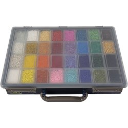 Rocaiperler, diam. 1,7+3+4 mm, str. 6/0+8/0+12/0, hulstr. 0,5-1,2 mm, Farve kan variere, 32x100 g/ 1 pk.