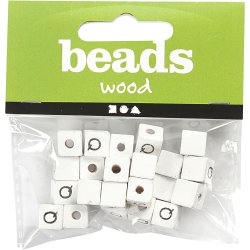 Bogstavperle, Q, str. 8x8 mm, hulstr. 3 mm, hvid, 25 stk./ 1 pk.