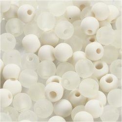 Plastperler, diam. 6 mm, hulstr. 2 mm, ca. 150 stk., creme, 40 g/ 1 pk.