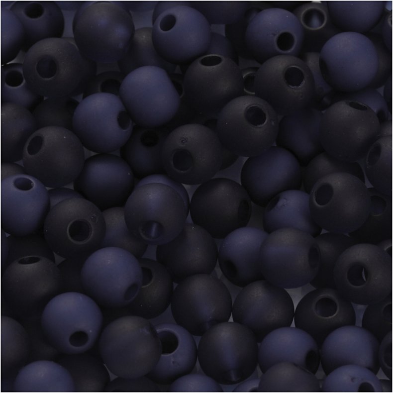 Plastperler, diam. 6 mm, hulstr. 2 mm, ca. 150 stk., bl&aring;, 40 g/ 1 pk.