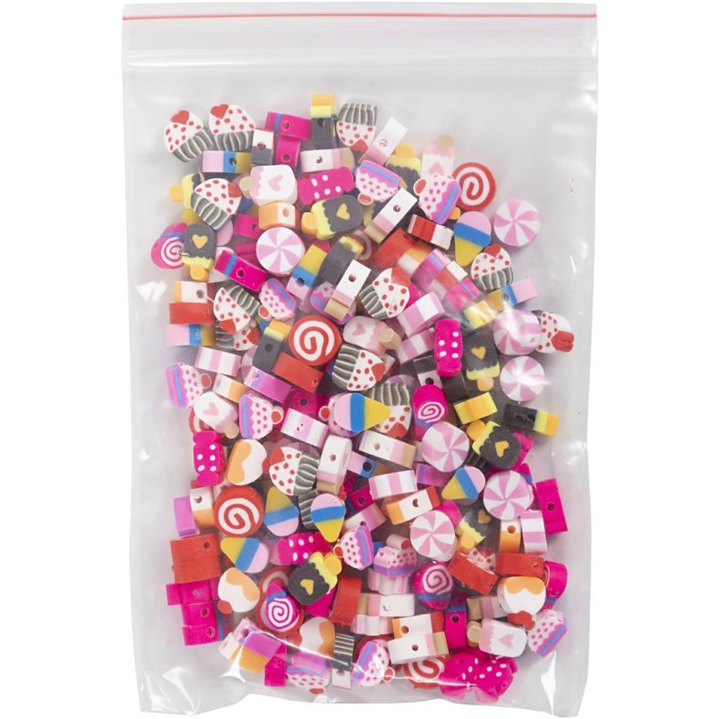 Figurperler, Slik, kager og is, diam. 10 mm, hulstr. 1,5 mm, 200 stk./ 1 pk.