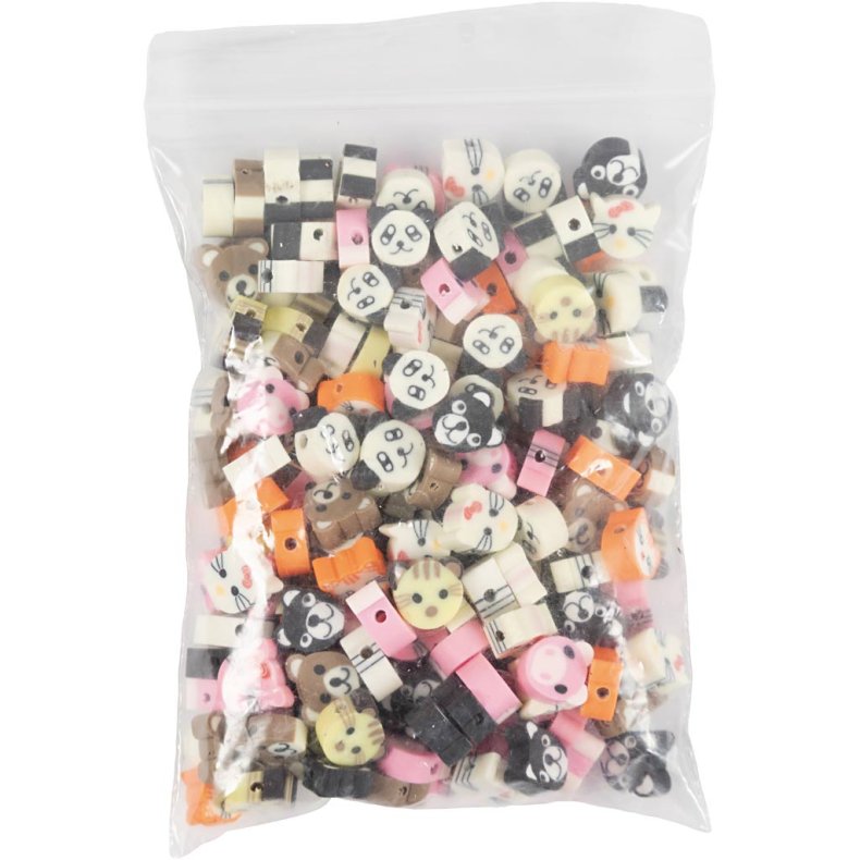 Figurperler, dyr, diam. 10 mm, hulstr. 1,5 mm, 200 ass./ 1 pk.