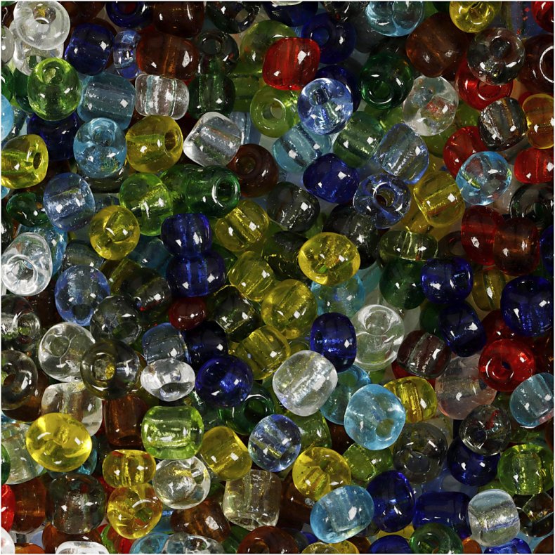 Rocaiperler, diam. 4 mm, str. 6/0, hulstr. 0,9-1,2 mm, blank transparent, 130 g/ 1 pk.