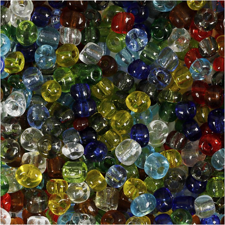 Rocaiperler, diam. 4 mm, str. 6/0 , hulstr. 0,9-1,2 mm, blank transparent, 1000g/ 1 pk.