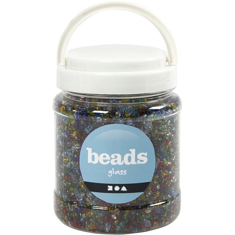 Rocaiperler, diam. 4 mm, str. 6/0, hulstr. 0,9-1,2 mm, blank transparent, 1000 g/ 1 pk.