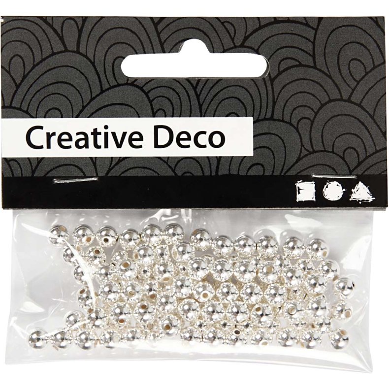 Voksperler, diam. 5 mm, hulstr. 0,7 mm, s&oslash;lv, 100 stk./ 1 pk.