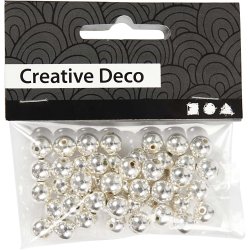 Voksperler, diam. 8 mm, hulstr. 1 mm, s&oslash;lv, 50 stk./ 1 pk.