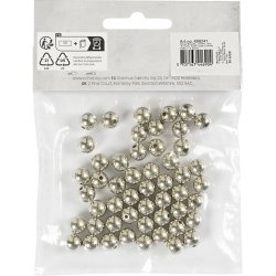 Voksperler, diam. 8 mm, hulstr. 1 mm, s&oslash;lv, 50 stk./ 1 pk.