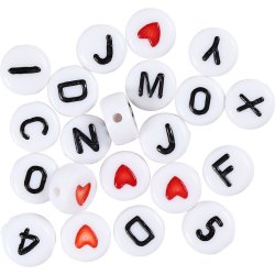 Bogstavperler, str. 7 mm, hulstr. 1,2 mm, ca. 1500 stk., hvid, 200 g/ 1 pk.