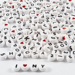 Bogstavperler, str. 7 mm, hulstr. 1,2 mm, ca. 1500 stk., hvid, 200 g/ 1 pk.