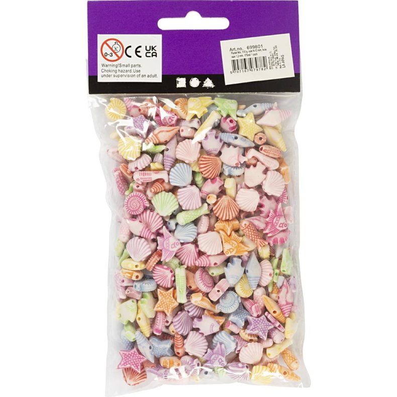 Pastelmix, str. 9-12 mm, hulstr. 1,2 mm, ca. 380 stk., 110 g, 175 ml/ 1 pk.