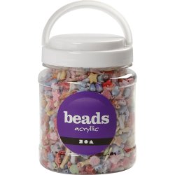 Pastelperler, str. 9-12 mm, hulstr. 1,2 mm, ca. 1600 stk., 500 g, 700 ml/ 1 ds.