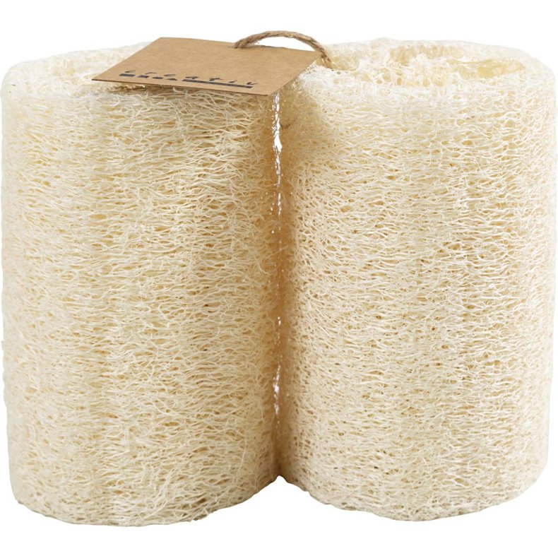 Naturlig Loofah Svamp, L: 10 cm, diam. 5,5-8 cm, lys natur, 2 stk./ 1 pk.